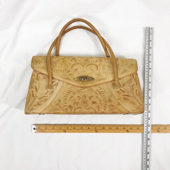 Vintage Purse Mexican Tooled Leather Western Handbag AS IS - Picture 8 of 8